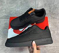 Кроссовки мужские Nike Air Force Low Черные Натуральная кожа, Кеды Найк аир форс классика удобные черные NK073