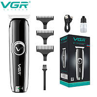 Акумуляторний тример для стриження волосся голови бороди та вусів VGR V-168 зі змінними насадками