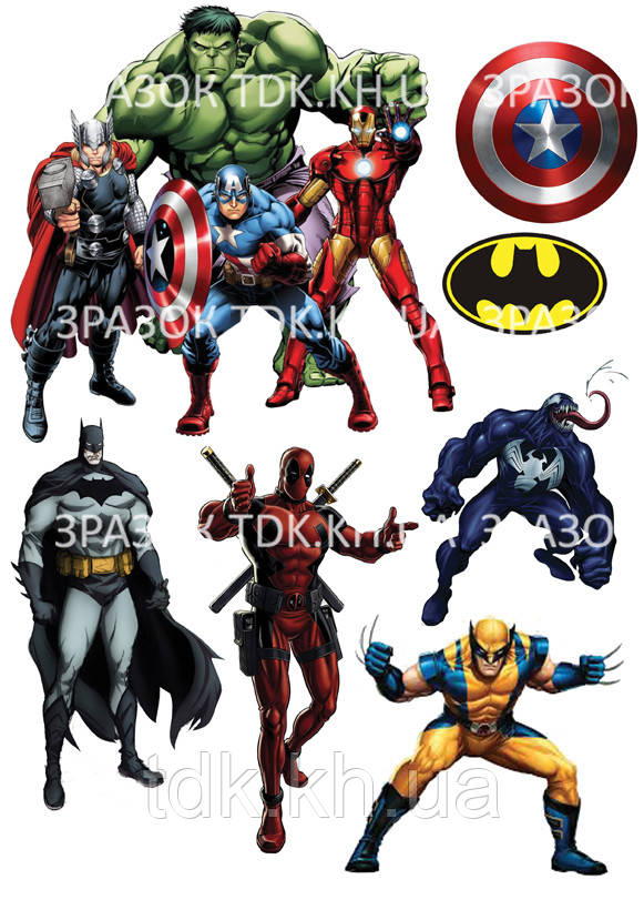 Супергерої 001 друк на вафельному папері