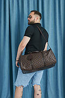 Классическая дорожная сумка Louis Vuitton коричневые клетки / Материал: кожзам высокого качества