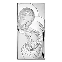 Икона серебряная "Святое Семейство" VALENTI прямоугольная 12 см на 20 см