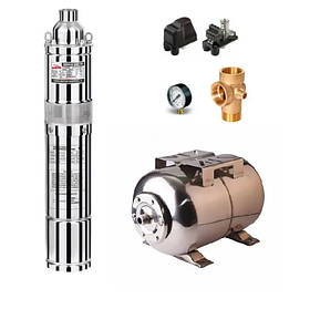 Насосна станція з глибинним шнековим насосом 0,37 кВт Akwa Pumps 24 л з нержавійки Poland