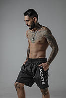Пляжные шорты мужские Lacoste (Лакоста) черные | Шорты для плавания Плавки с сеткой ТОП качества
