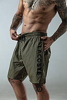 Пляжные шорты мужские Lacoste (Лакоста) серые | Шорты для плавания Плавки с сеткой ТОП качества