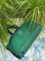 Преміум портплед дорожня сумка з натуральної шкіри Basic Ornament Parasol'ka Green