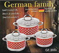 Набір каструль German Family GF-2036 з неіржавкої сталі 6 предметів Німеччина
