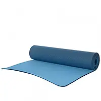 Профессиональный коврик двухслойный для йоги TPE Profi Yoga mat 183 см × 61 см толщина 8 мм Синий