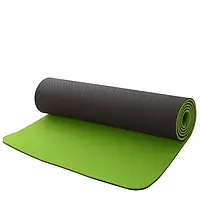 Профессиональный коврик двухслойный для йоги TPE Profi Yoga mat 183 см × 61 см толщина 8 мм Зеленый