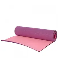 Профессиональный коврик двухслойный для йоги TPE Profi Yoga mat 183 см × 61 см толщина 8 мм