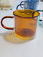 Чашка з подвійним дном Olens "Ейфорія" 250 мл бурштинова для дому кафе та ресторану