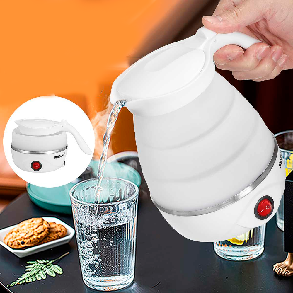 Силиконовый складной электрочайник 600 мл, YS-2008, Белый / Дорожный ...