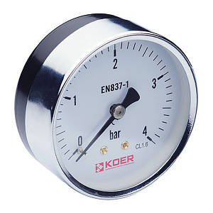 Манометр аксіальний KOER (0-4 bar), D = 63 мм, 1/4''