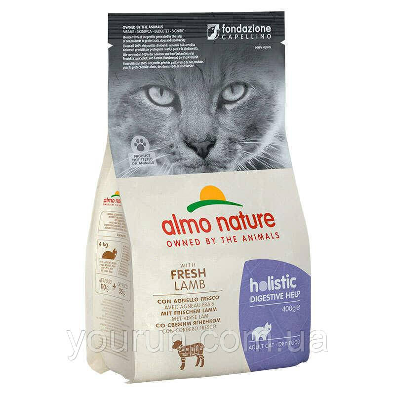 Almo Nature Holistic Cat — Сухий корм для дорослих кішок із чутливим травленням з ягням 400 гр