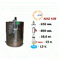 Медогонка 2-х рамочная поворотная нержавеющая AISI 430 с эл. приводом 12В