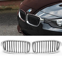Решетка ноздри BMW (БМВ) 3 series (F30, F31) 2012-2019 - Черный глянец + Хром