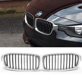 Решітка ноздрі BMW (БМВ) 3 series (F30, F31) 2012-2019 - Чорний глянець + Хром