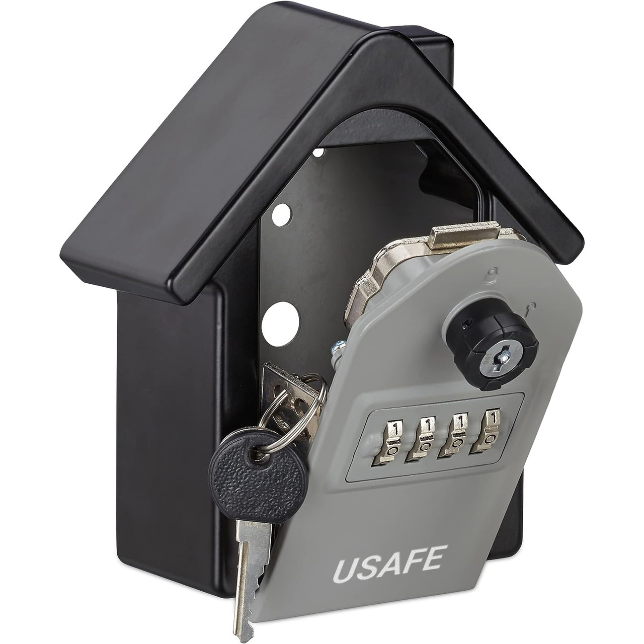 Антивандальный наружный мини сейф для ключей uSafe KS-06, в форме дома, с кодовым замком и ключом, настенный, - фото 2 - id-p1459873278