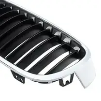 Решітка ноздрі BMW (БМВ) 3 series (F30, F31) 2012-2019 - Чорний глянець + Хром, фото 6