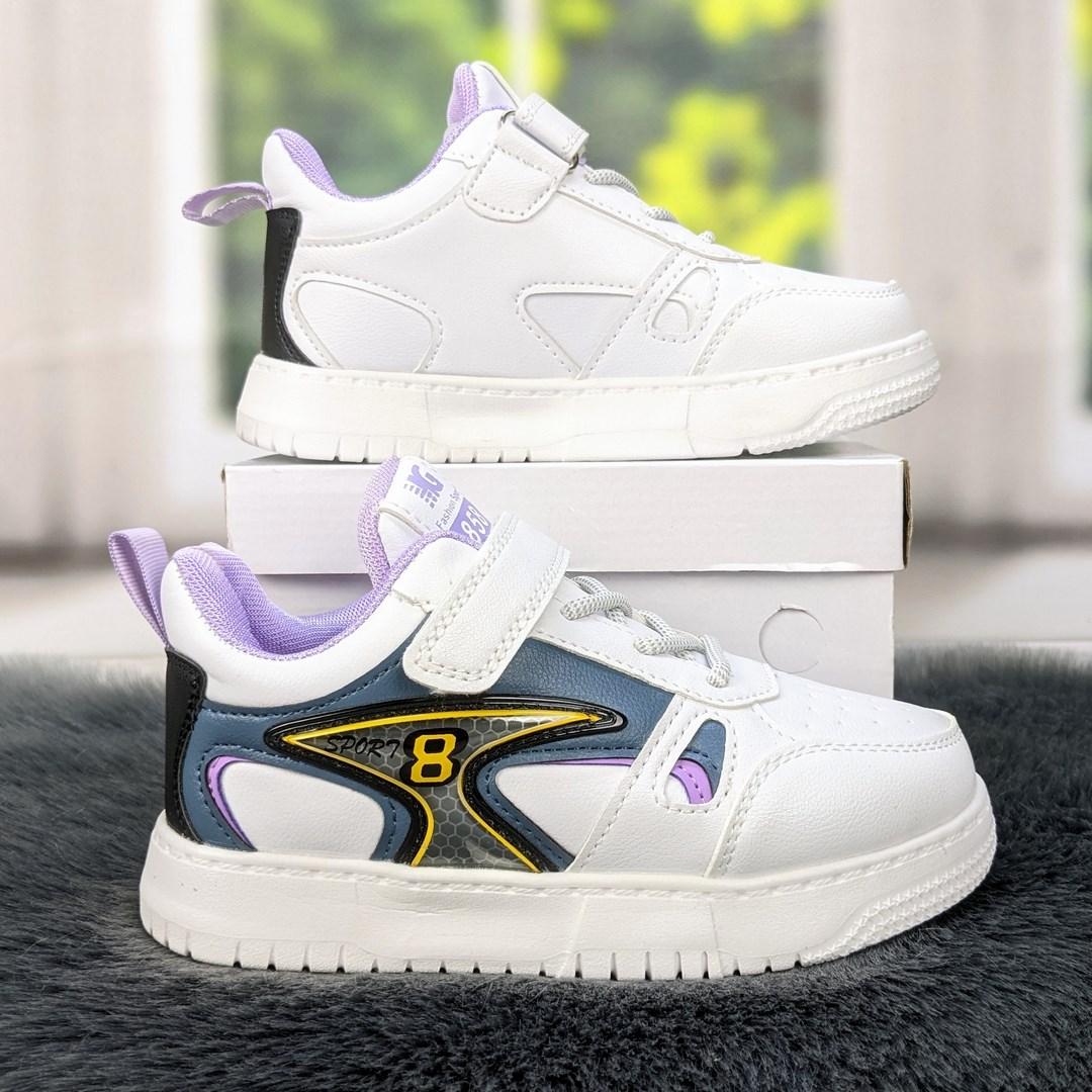 Кросівки кеди білі з бузковим еко-шкіра для дівчинки Y.Top  5162