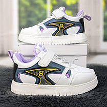 Кросівки кеди білі з бузковим еко-шкіра для дівчинки Y.Top 5162, фото 5