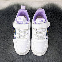 Кросівки кеди білі з бузковим еко-шкіра для дівчинки Y.Top 5162, фото 4