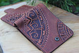 Шкіряний гаманець ручної роботи "Етно", фото 3