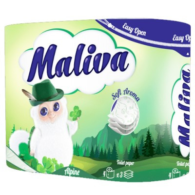 Папір туалетний Maliva Alpine 3 шари 4 шт "Альпыйський луг" (3800090303985)