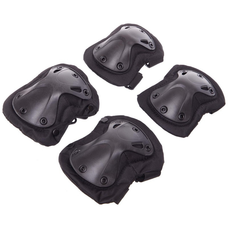 Наколінники та налокітники тактичні з ударостійкого пластику ZK-16-1 чорний, фото 1