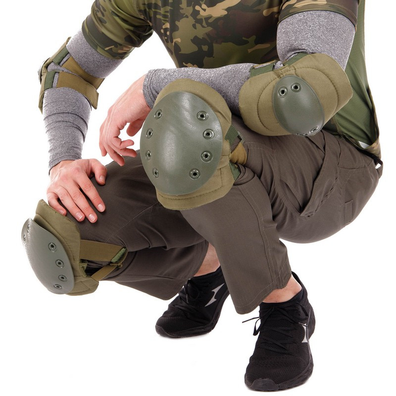 Наколінники та налокітники тактичні з ударостійкого пластику TY-5704-3 олива, фото 1