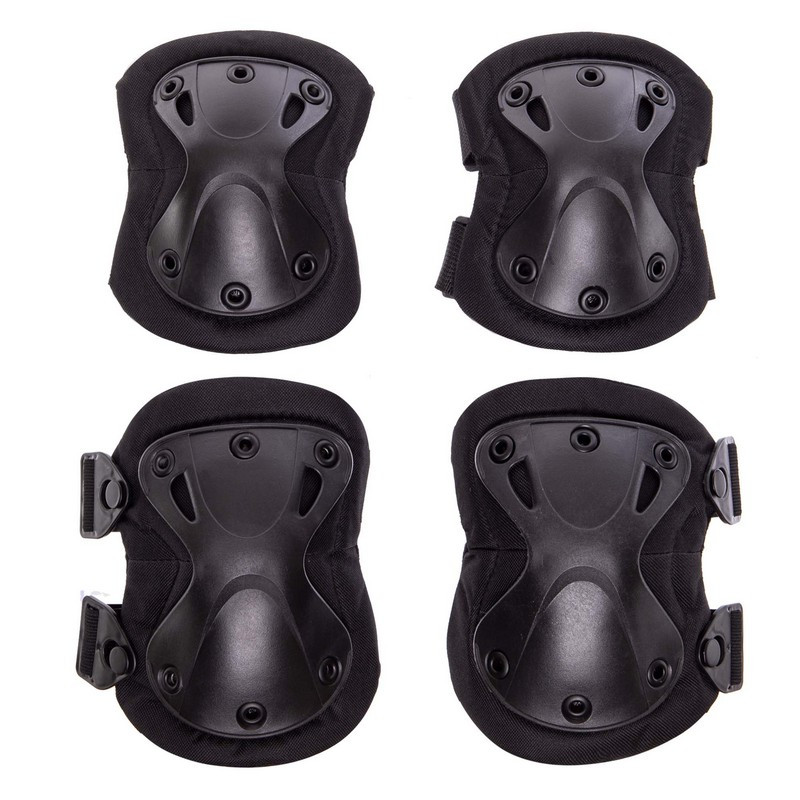 Наколінники та налокітники тактичні з ударостійкого пластику TY-7495-2 чорний, фото 1