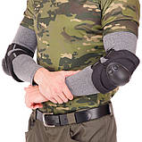 Наколінники та налокітники тактичні з ударостійкого пластику TY-7496-1 чорний, фото 3