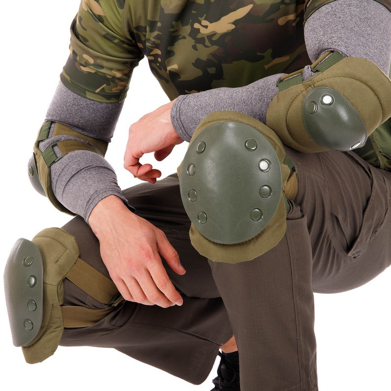 Наколінники та налокітники тактичні з ударостійкого пластику TY-7496-3 олива, фото 1