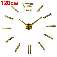 Настенные объемные 3D часы большие 120см с полосками цвет золото diy сделай сам Art Clock 7882