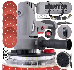 Шліфувальна машина для стін та стель Majster Polska з підсвічуванням ( 180 мм / 2100 Вт / 2500 об / хв )