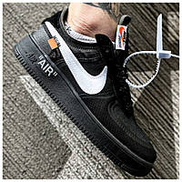 Мужские кроссовки Nike Air Force 1 '07 Low Off-White Black, черные кроссовки найк аир форс 1 лов офф вайт