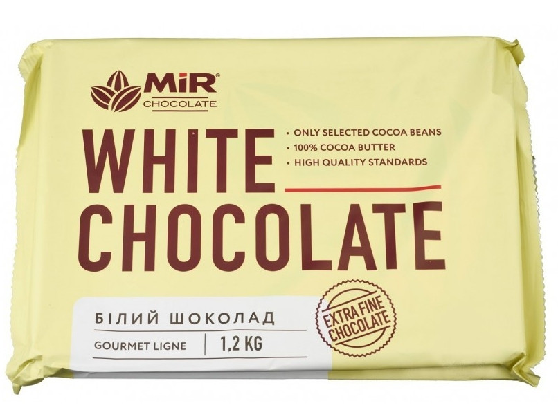 Шоколад білий Mir chocolate 26%, плитка 1,2 кг