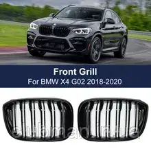 Решітка ноздрі BMW (БМВ) X4 series G02 (2018-2023) - Глянець 2 ребра