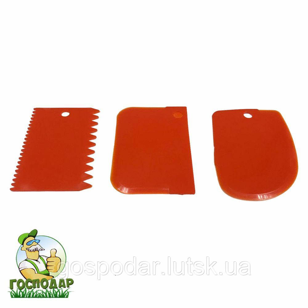 Набір скребків, шпателів кондитерських пластикових, 3 шт, 12х8 см, Master Class, фото 1