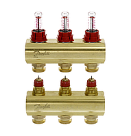 Коллекторная гребёнка FHF (коллектор 3+3 с ротаметрами) для систем напольного отопления Danfoss