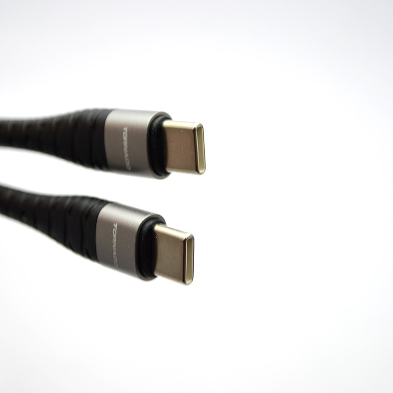 Кабель Tornado TX15 Nylon Cable Type-c to Type-c 60w 1M Black, фото 4