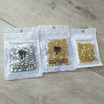 Пришивні скляні стрази в ланцюгах 438 шт./1 уп Золотистий зі сріблястим (KG-10751)