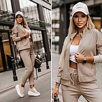 Жіночий костюм спортивний, осінній, двонитка, 50-52 розмір | Трикотаж кофта + короткі штани | Батал