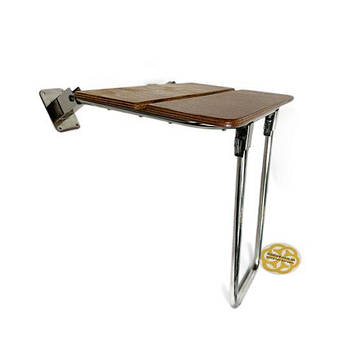 Сидіння для душу відкидне, 46x43.5x39 см, дерев'яне сидіння, нержавіюча сталь, Sanpreis