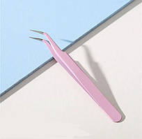 Пінцет вигнутий з гострим кінчиком для захоплення та укладання страз, дрібного декору Рожевий В-3