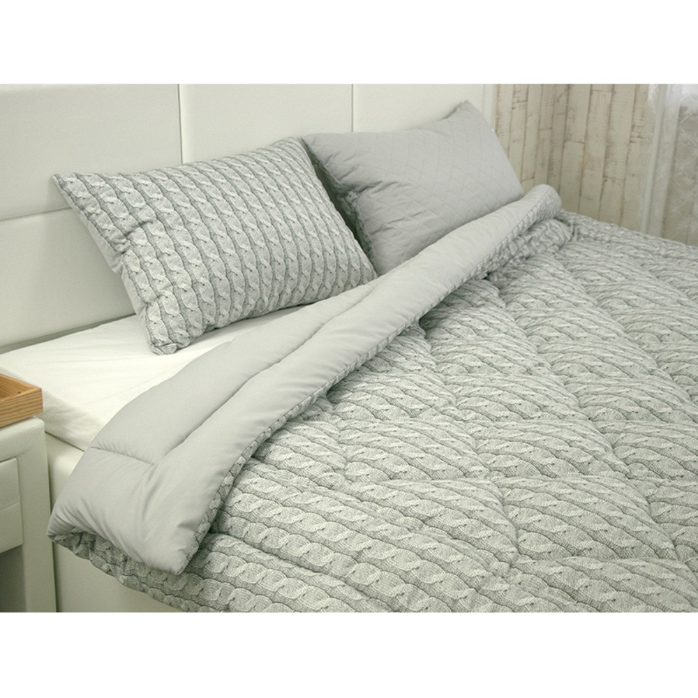 Стеганная подушка для сна 50х70 "Grey Braid" силиконизированное волокно шарики в микрофибре (310.52) - фото 6 - id-p1934330752