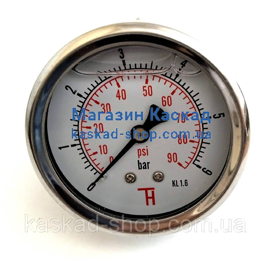 Манометр осьовий 0-6bar D-63mm пневмосистемної системи цементоваза (муковоза або кормовоза)