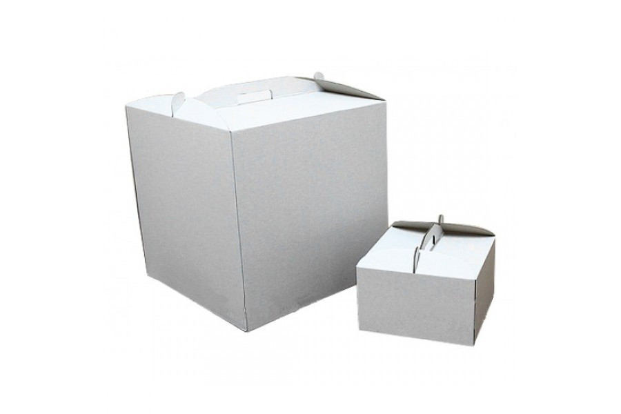 Белая самосборная коробка с ручкой для торта пряничного домика 410х310х180 мм, коробка для упаковки торта - фото 5 - id-p1934336329