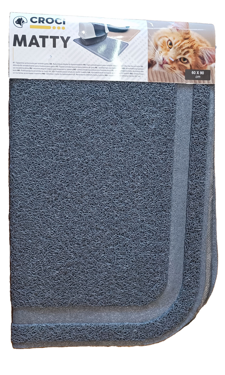 Килимок під туалет для котів Croci Matty 60х90, великий сірий 169425, фото 1