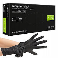 Перчатки нитриловые Nitrylex Black S - 100 шт / Черный (нитриловые перчатки неопудренные 4.1 г)