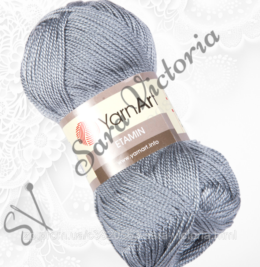Тонка  акрилова сіра пряжа для в'язання вишивання YarnArt Etamin (ярнарт етамін) 449 сталевий, фото 1